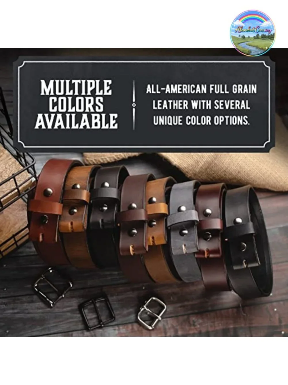 Full Grain Leather Belt Strap Snap Closure 1.5 Inch Made in USA Western Cowboy